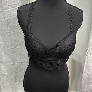 Gilly Hicks Black Lace Racerback Bralette Size Large
